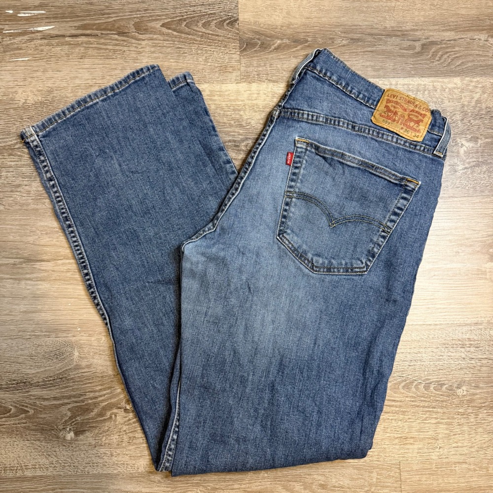 Levis 559 Relaxed Straight Jeans Mens 36x34 Medium Wash Blue Denim Pants